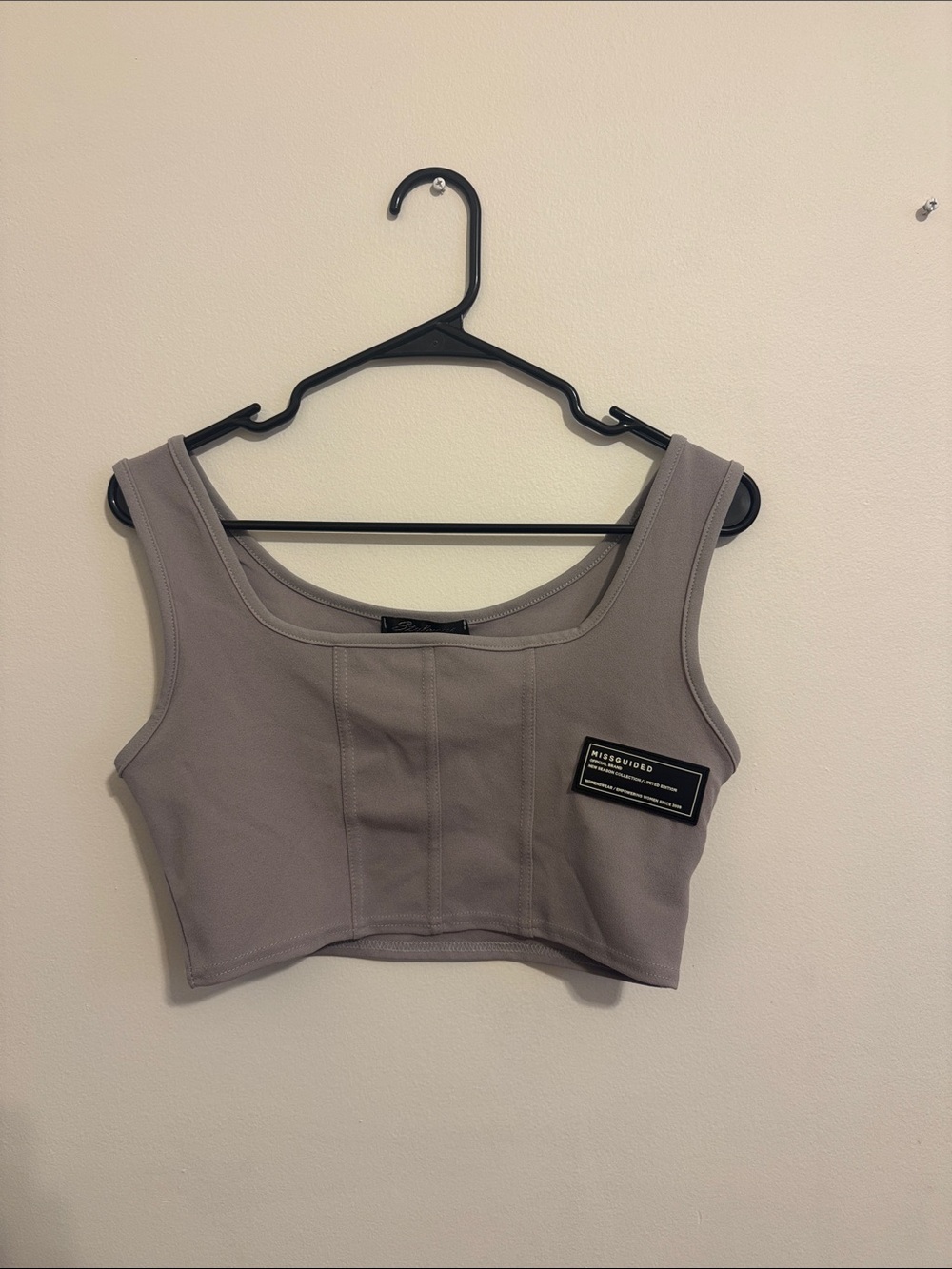 Missguided Gray Square Neck Cropped Tank